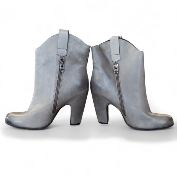 Kork-Ease Lena Western Style Heeled Booties – Gray Leather, Size US 8/EU 39 - Picture 1 of 11